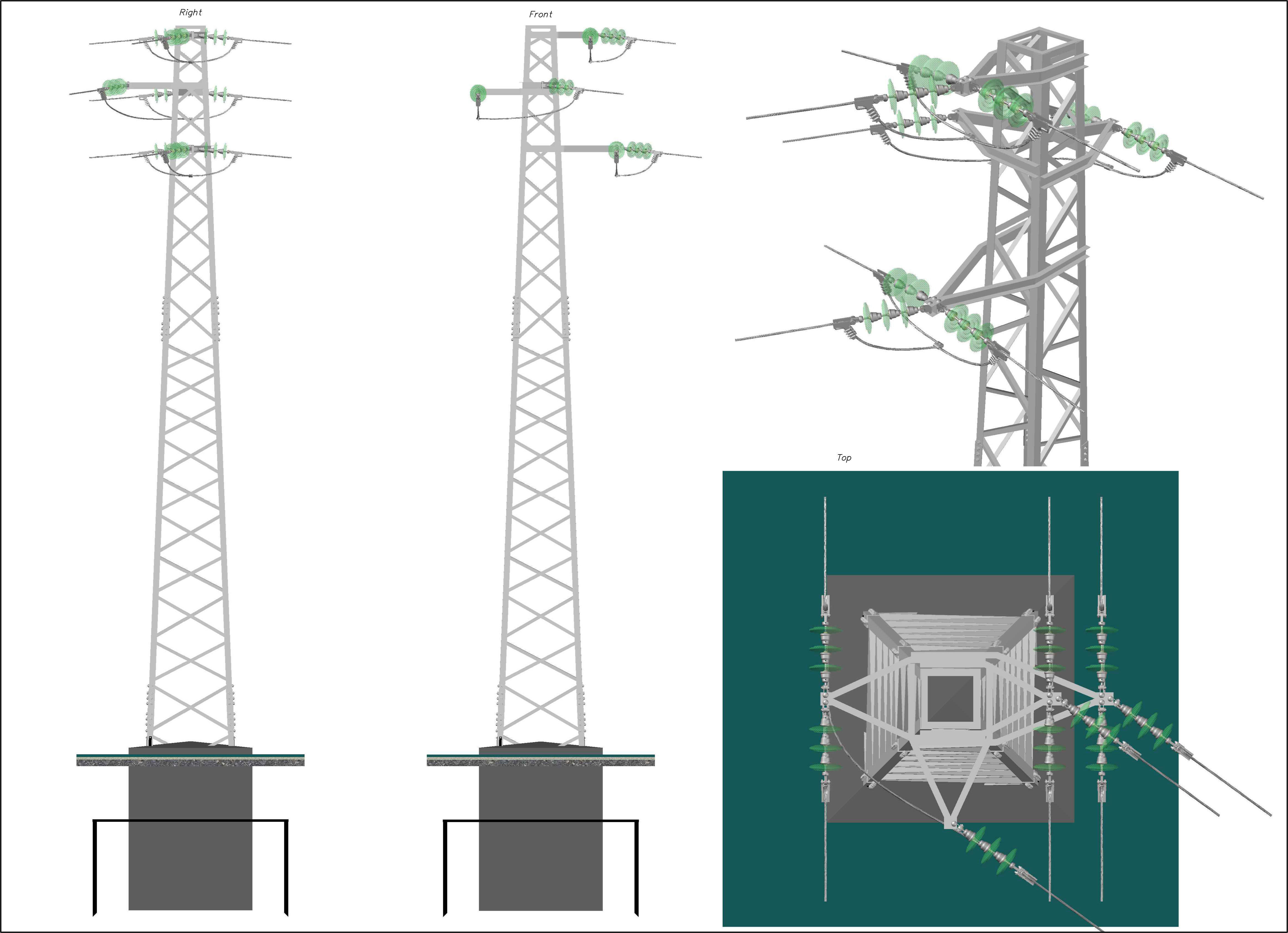 Voltage overhead power line tower 952 node Free 3D model_4