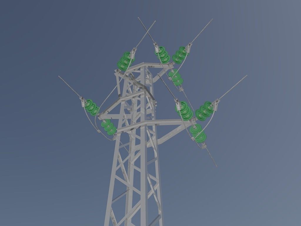Voltage overhead power line tower 952 node Free 3D model_0