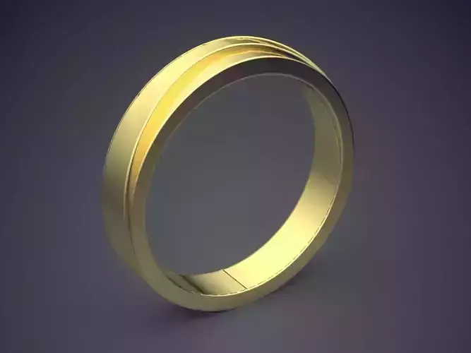 Simple Minimal Golden Engagement Ring With Carved Details
