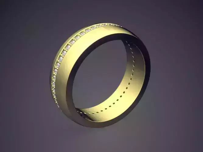 Simple Classic Minimal Golden Engagement Ring With Diamonds