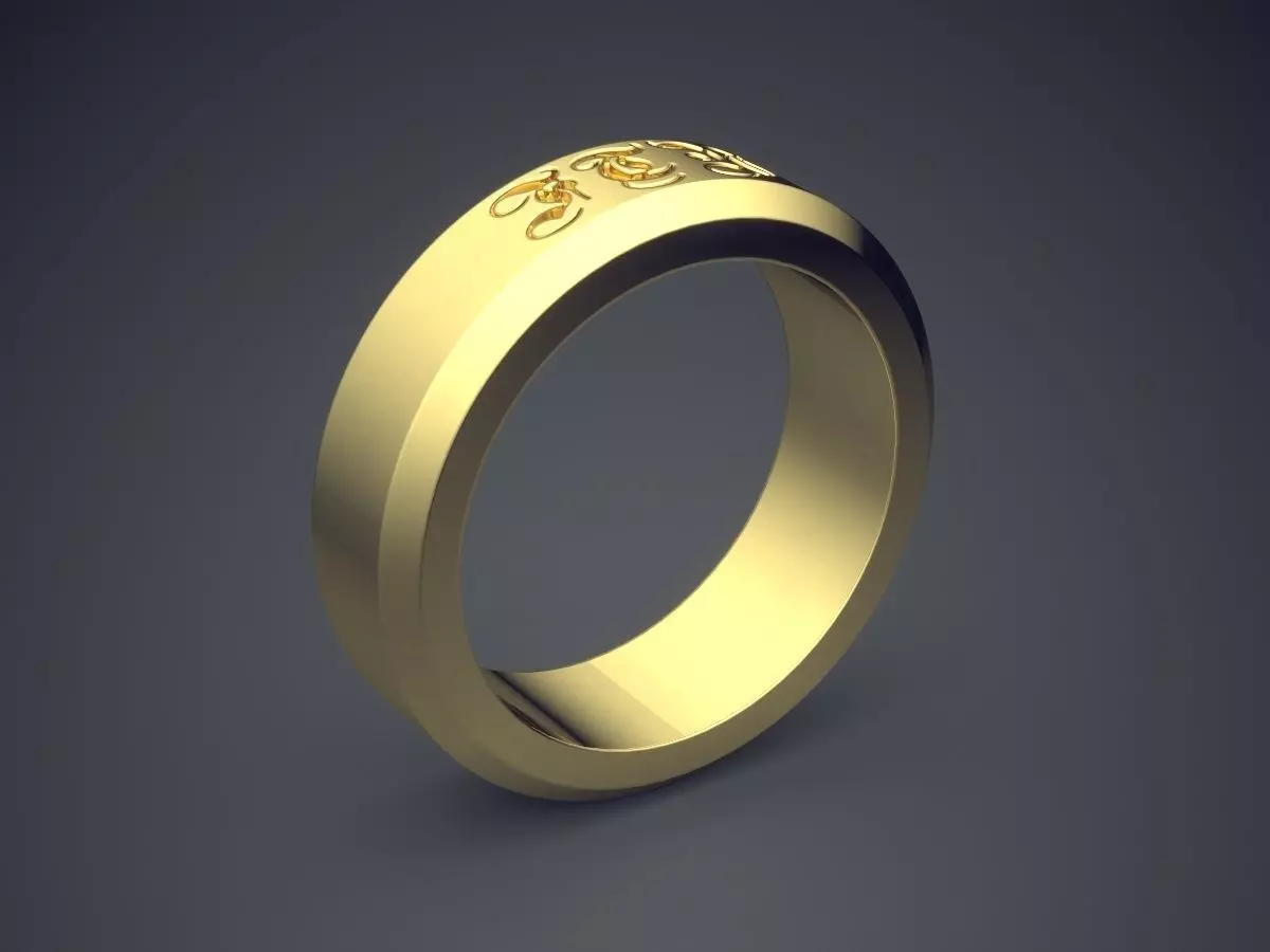 Classic Golden Engraved Engagement Ring  3D print model_0