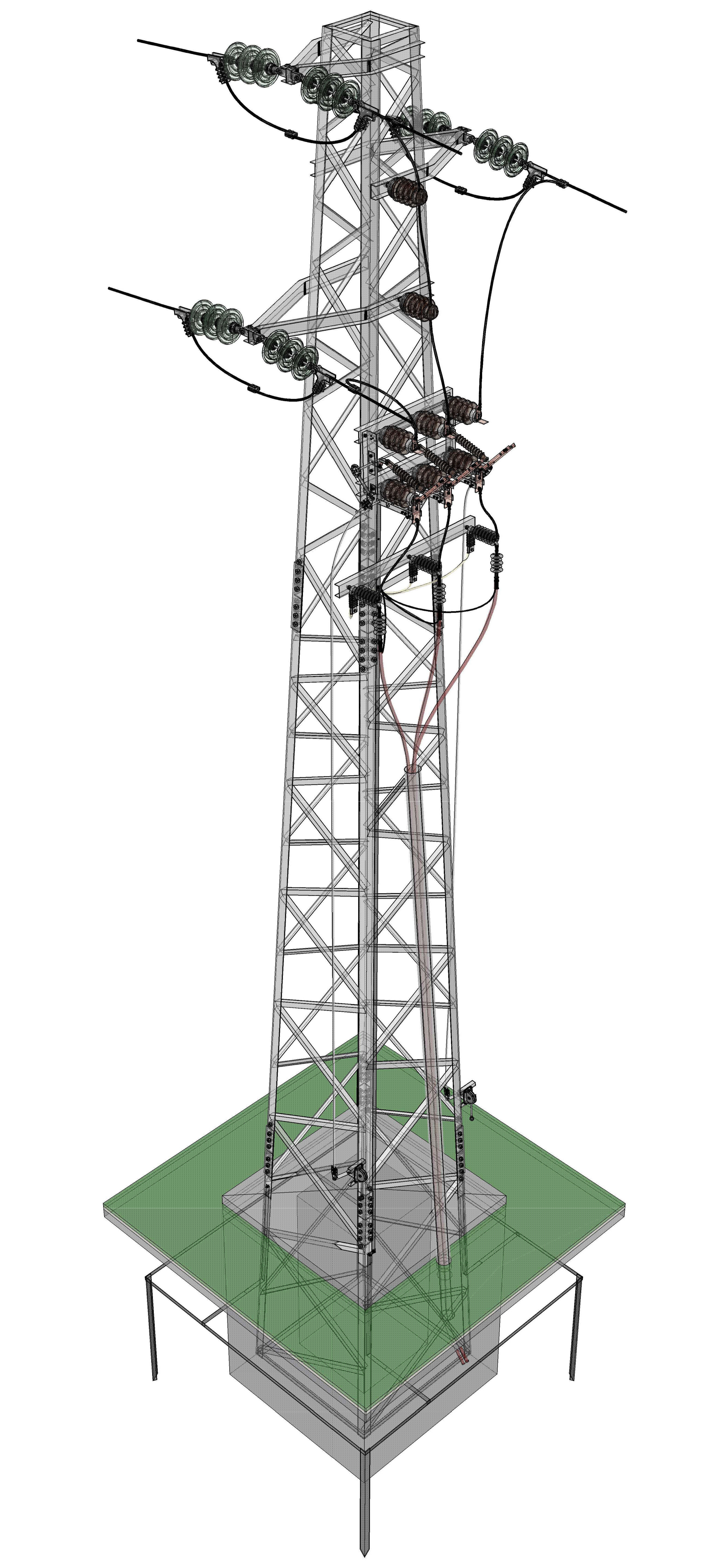 Power line tower 951 Free 3D model_3