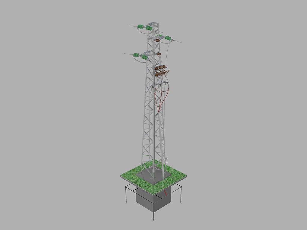 Power line tower 951 Free 3D model_2