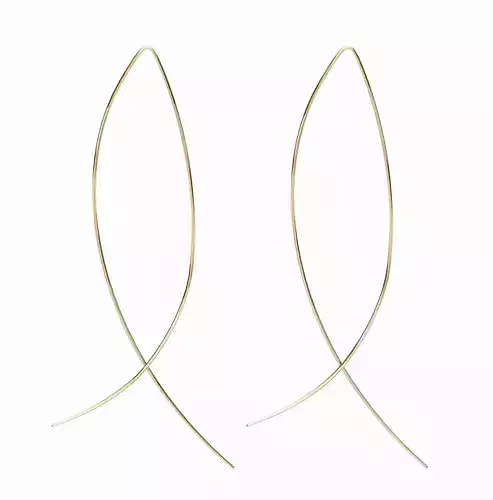 Gold Earrings Fish Shape Low-poly 3D model