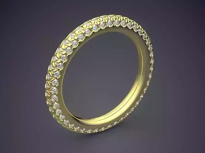 Luxurious Golden Engagement Ring With Diamonds on the Rim