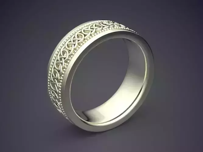 Classic Carved Ornamented Silver Engagement Ring