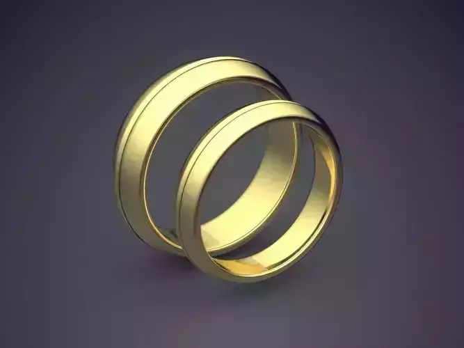 Simple Design Layered Golden Wedding Rings