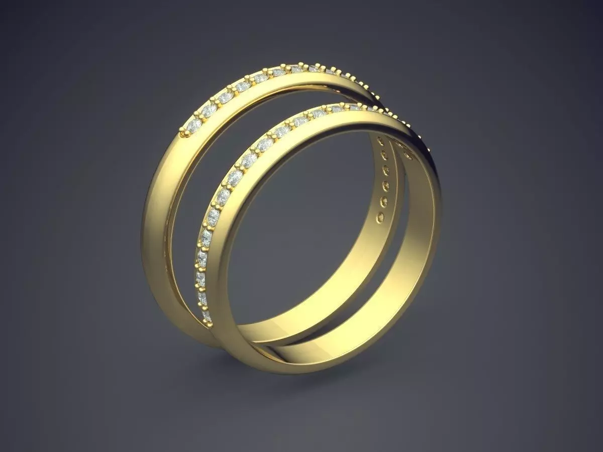 Beautiful Simple Golden Wedding Diamond-Rings 3D print model_0