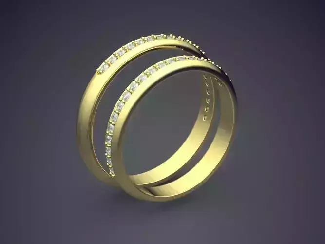 Beautiful Simple Golden Wedding Diamond-Rings