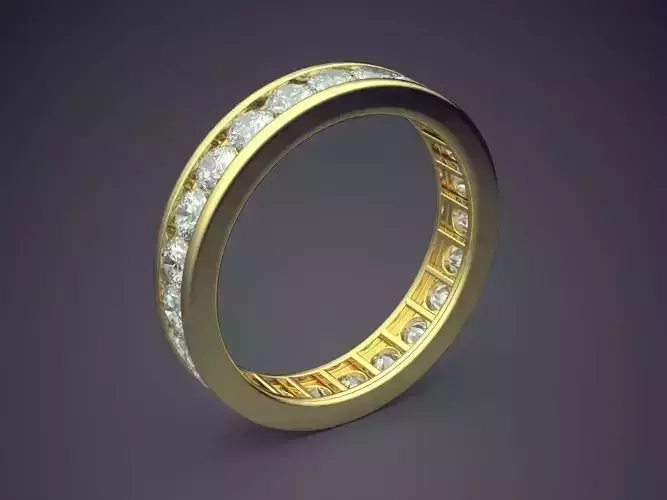 Beautiful Golden Minimalistic Engagement Ring with Diamonds
