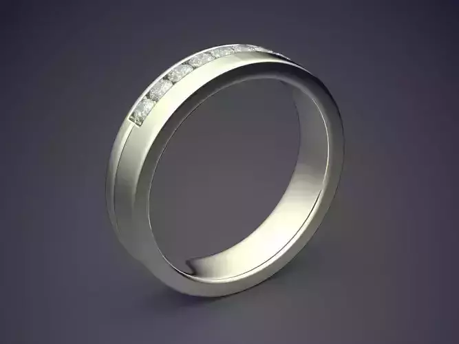 Minimalistic Carved Silver Engagement Ring with Diamonds