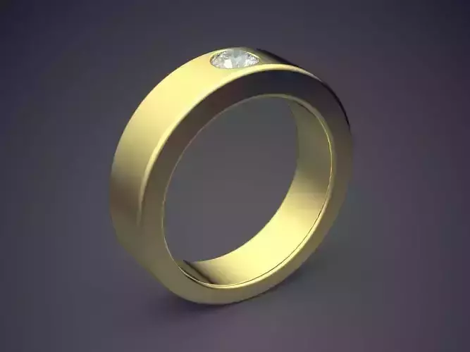 Classic Minimal Design Golden Engagement Ring With Diamond