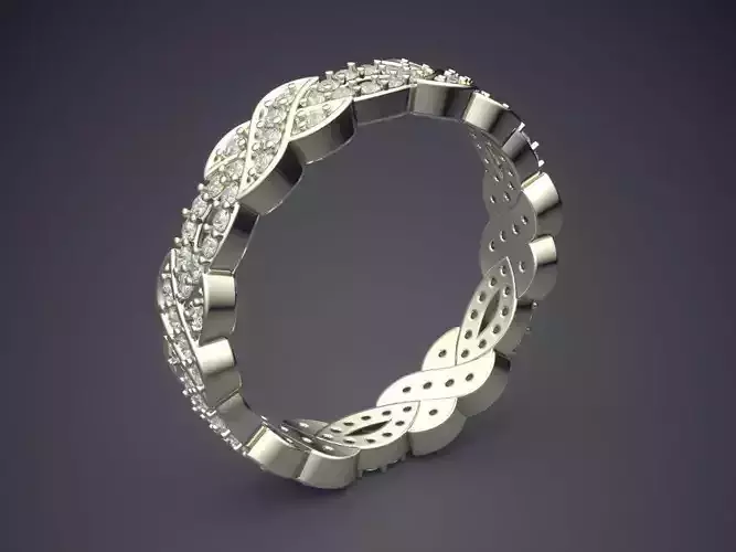 Luxurious Ornamented Silver Engagement Diamond-Ring