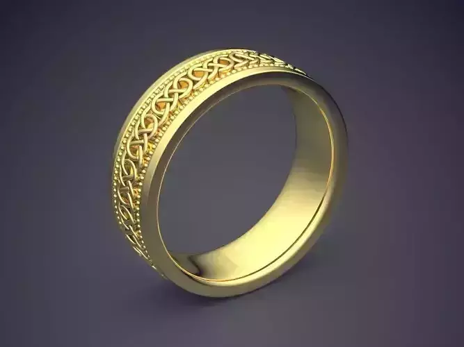 Classic Golden Engagement Ring With Braiding Details 3D print model