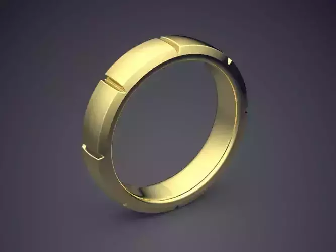Simple Minimal Design Golden Engagement Ring With Cuts