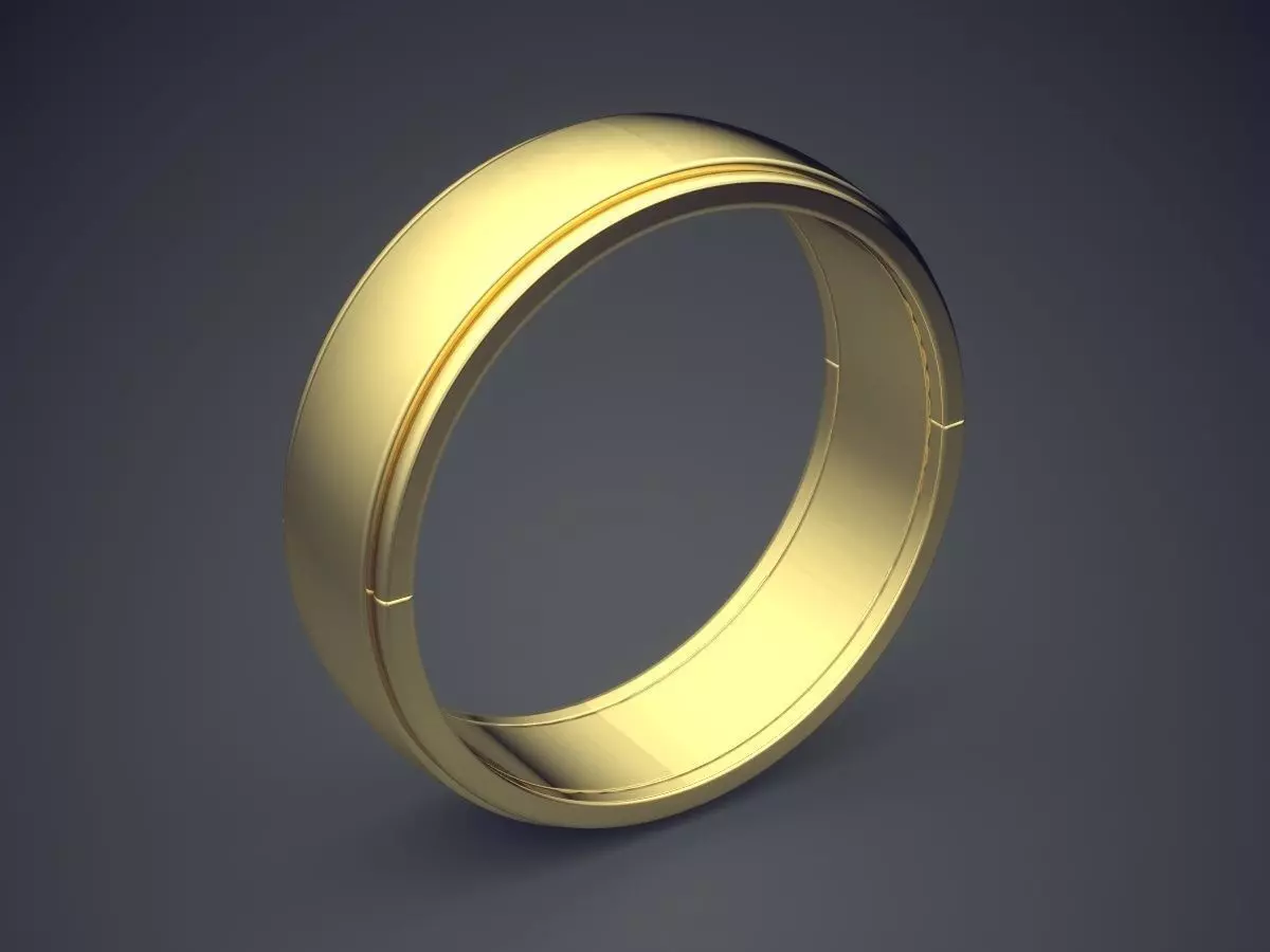 Simple Minimal Design Golden Engagement Ring 3D print model_0