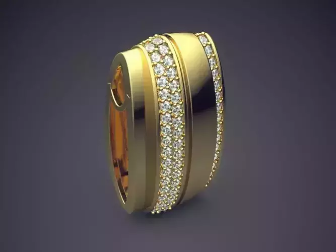 Golden Pendant with Small Diamonds