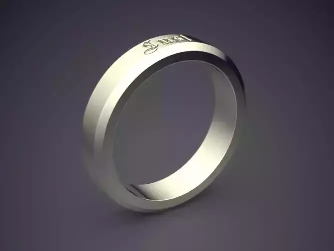 Simple Minimalistic Engraved Silver Engagement Ring