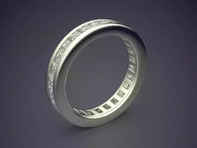 Modern Design Silver Engagement Ring With Diamonds