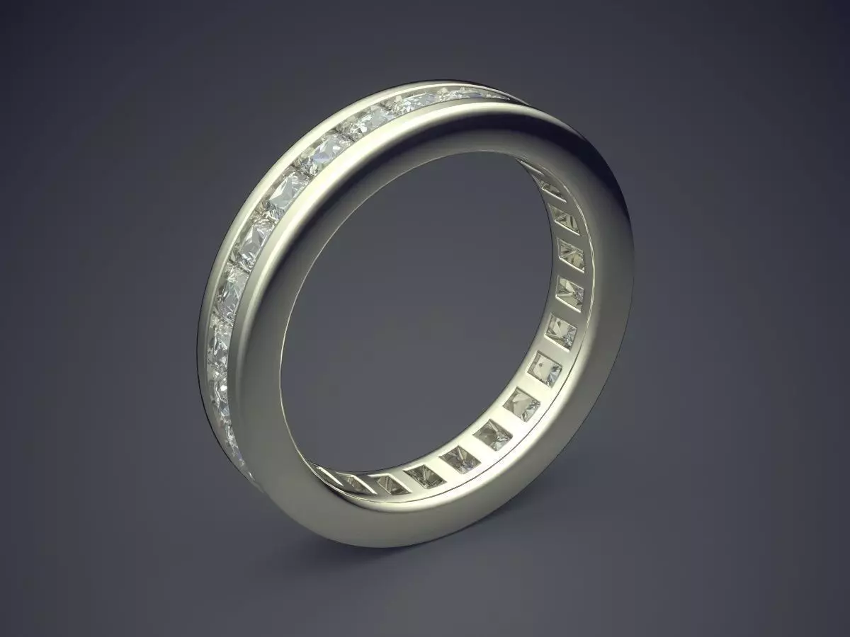 Modern Design Silver Engagement Ring With Diamonds 3D print model_0