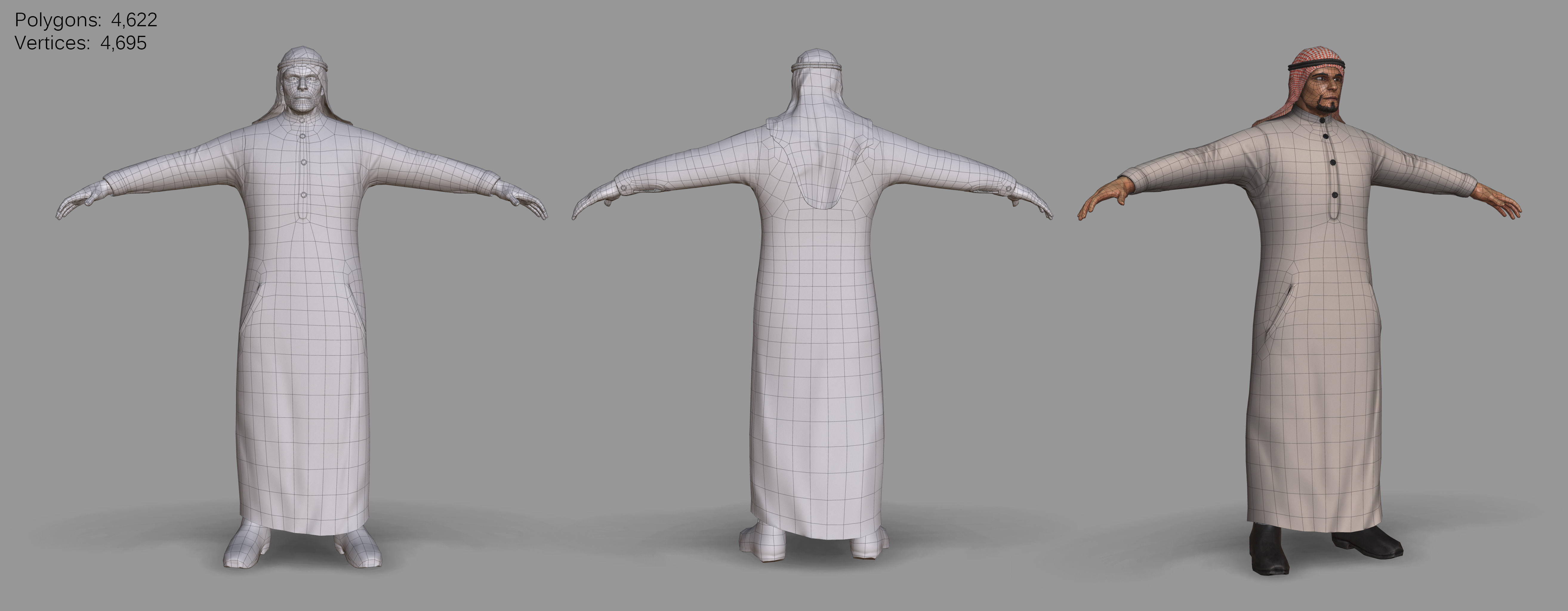 Arab man Low-poly 3D model_11