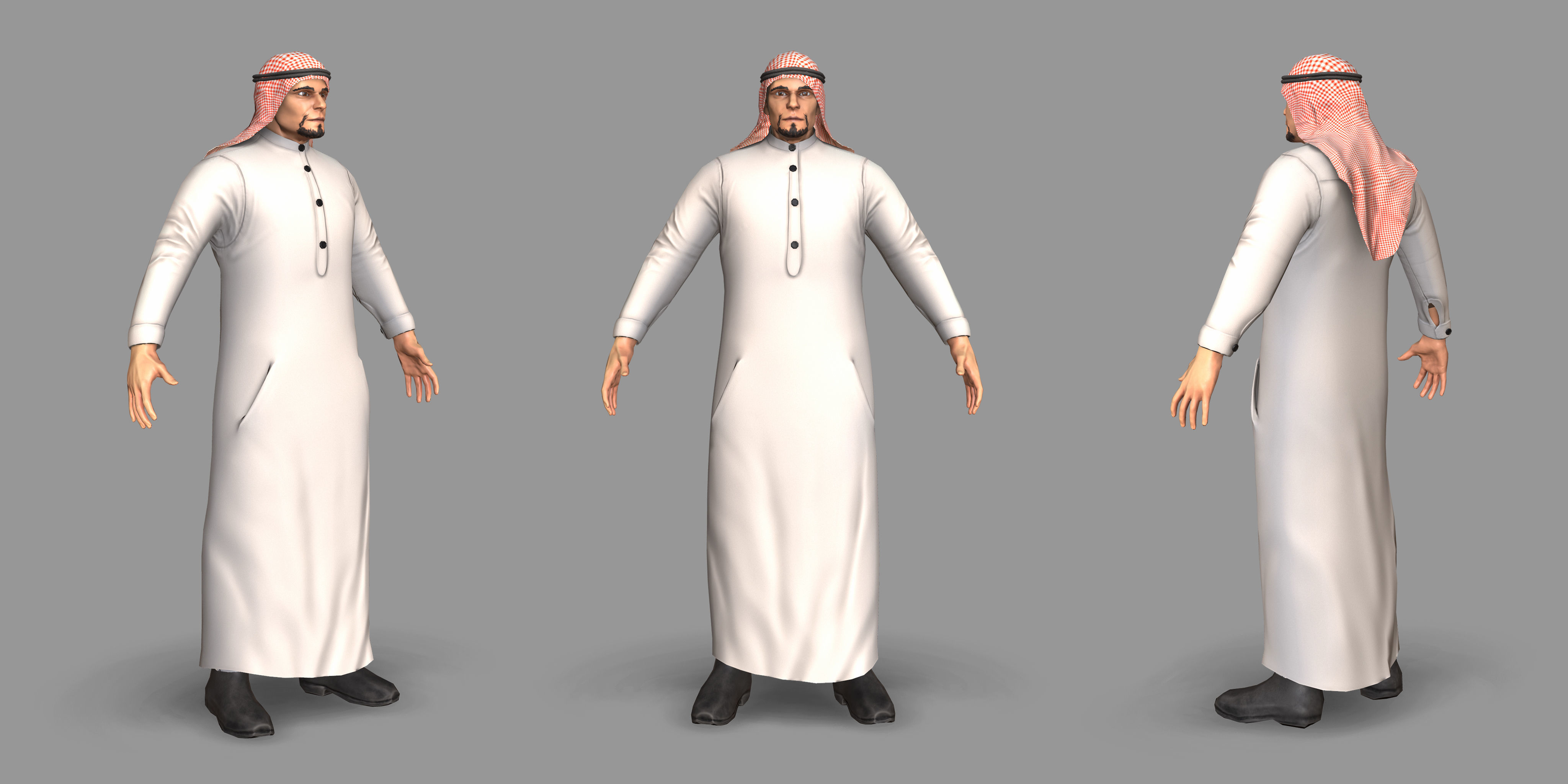 Arab man Low-poly 3D model_9