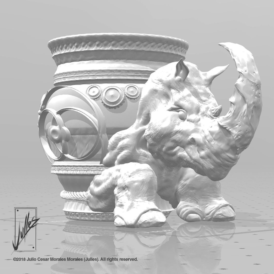 Rhino Jar  3D print model_2