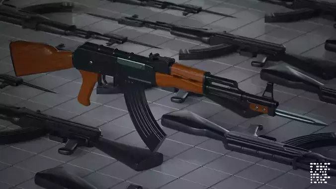 Ak-47 front of motorcycle Free 3D model