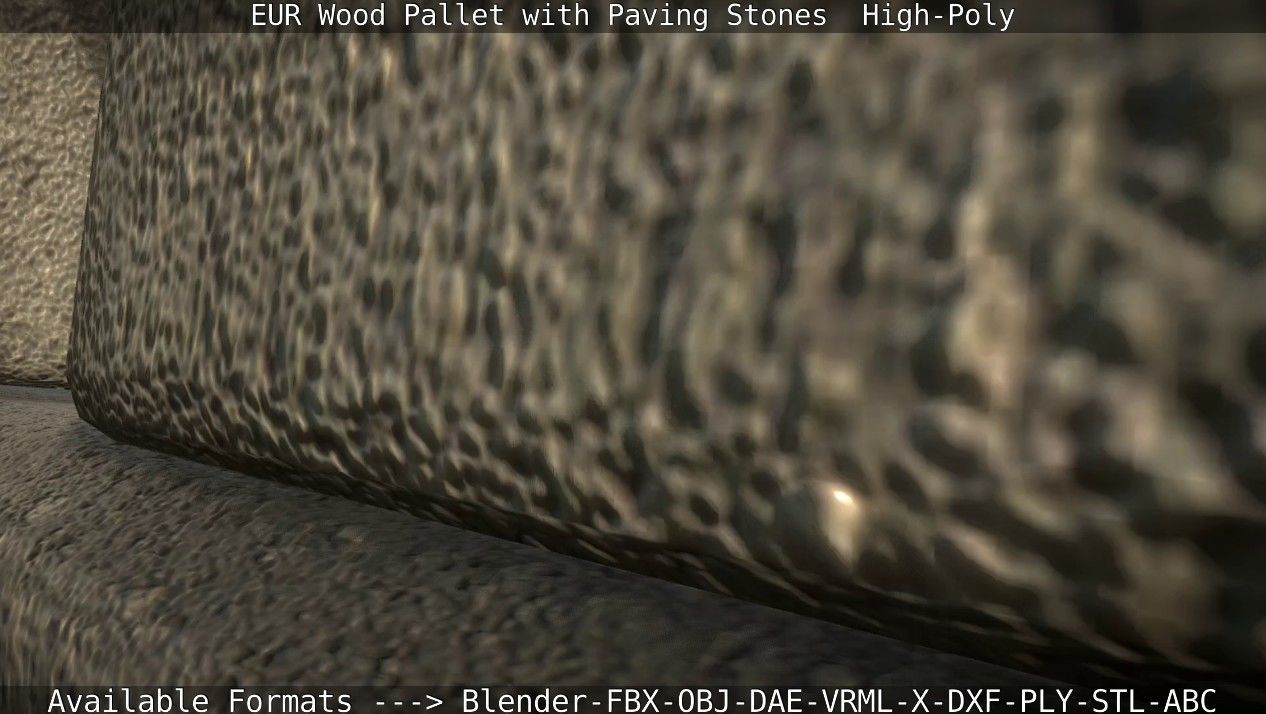 EUR Wood Pallet with Paving Stones High-Poly 3D model_30