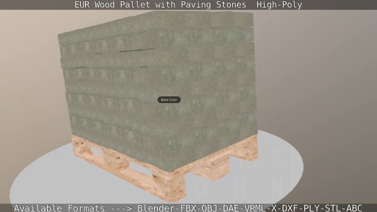 EUR Wood Pallet with Paving Stones High-Poly 3D model_71