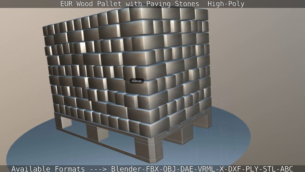 EUR Wood Pallet with Paving Stones High-Poly 3D model_65