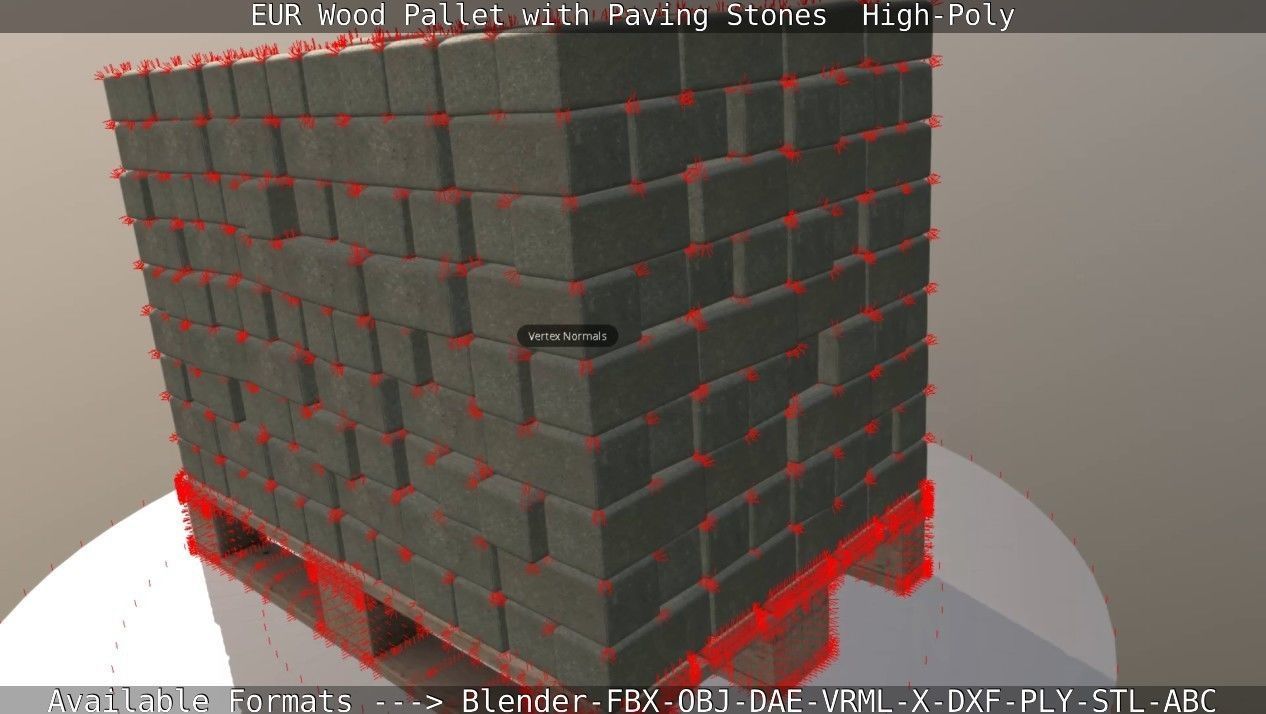 EUR Wood Pallet with Paving Stones High-Poly 3D model_63