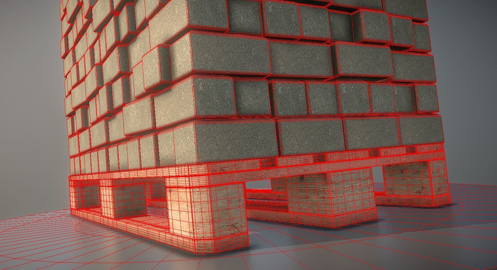 EUR Wood Pallet with Paving Stones High-Poly 3D model_8