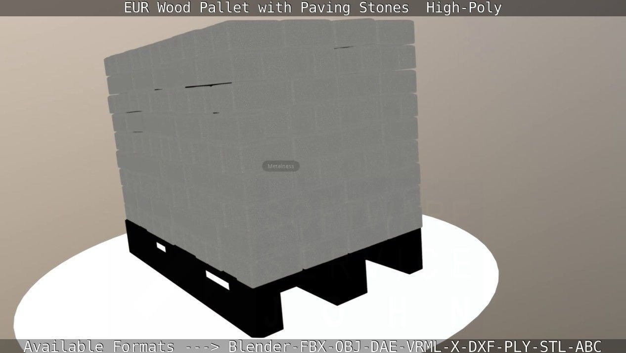 EUR Wood Pallet with Paving Stones High-Poly 3D model_73