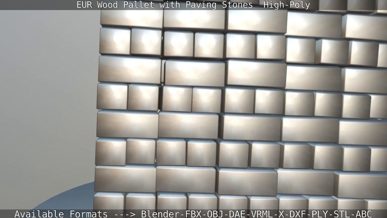 EUR Wood Pallet with Paving Stones High-Poly 3D model_48