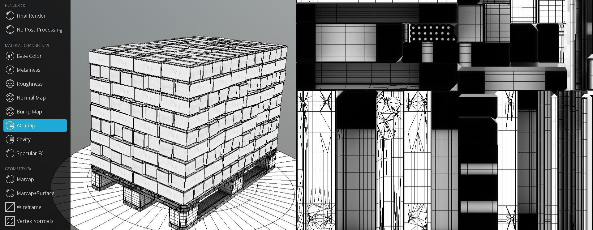 EUR Wood Pallet with Paving Stones High-Poly 3D model_12