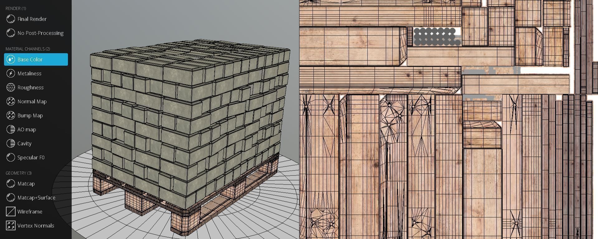 EUR Wood Pallet with Paving Stones High-Poly 3D model_16