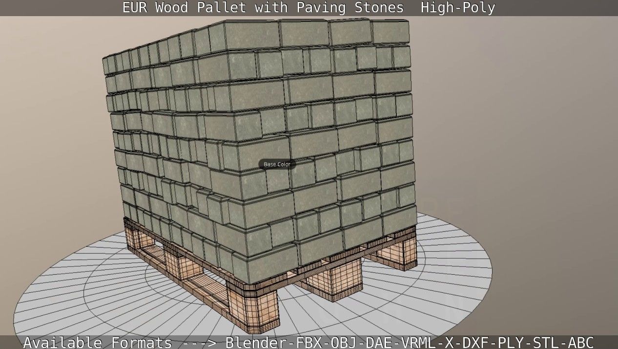 EUR Wood Pallet with Paving Stones High-Poly 3D model_79