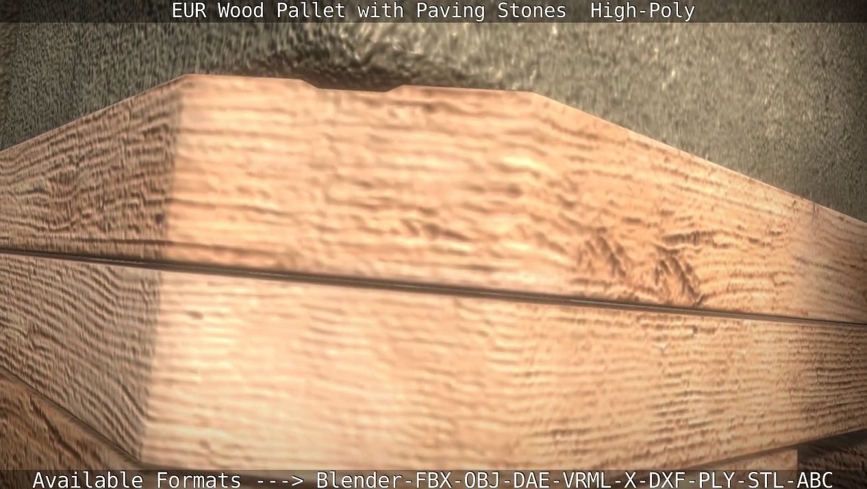 EUR Wood Pallet with Paving Stones High-Poly 3D model_27