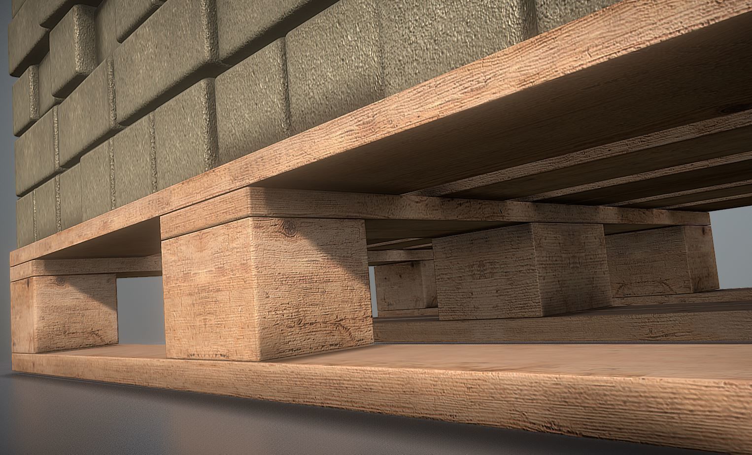 EUR Wood Pallet with Paving Stones High-Poly 3D model_5