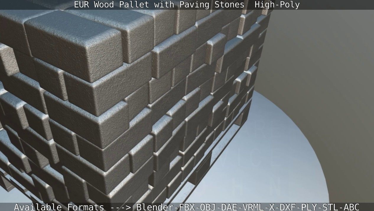 EUR Wood Pallet with Paving Stones High-Poly 3D model_54