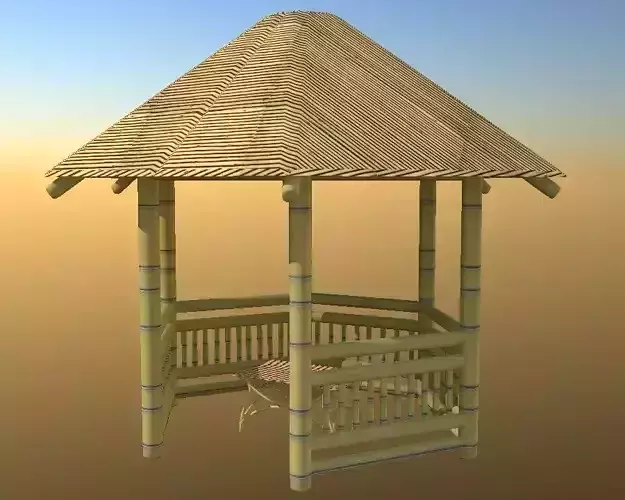 Bamboo Gazebo Low-poly 3D model
