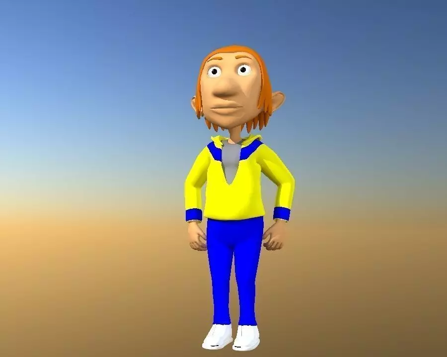 boy in yellow Low-poly 3D model_0