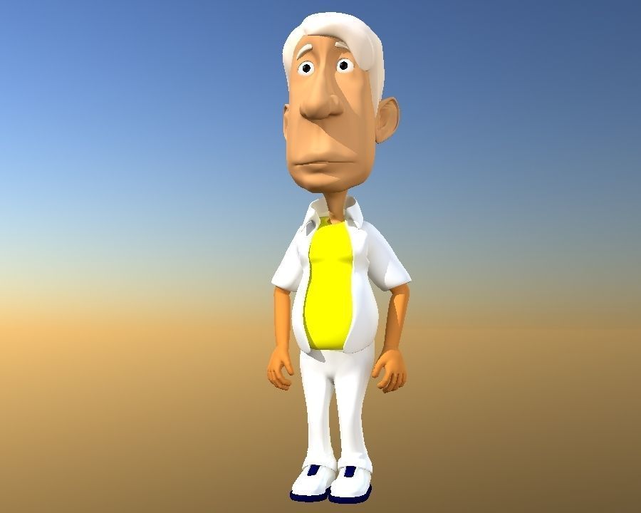 old white grandpa Low-poly 3D model_1