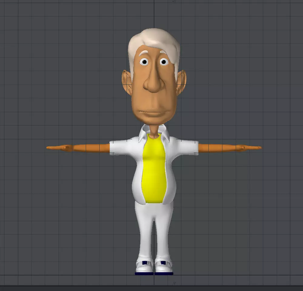 old white grandpa Low-poly 3D model_0