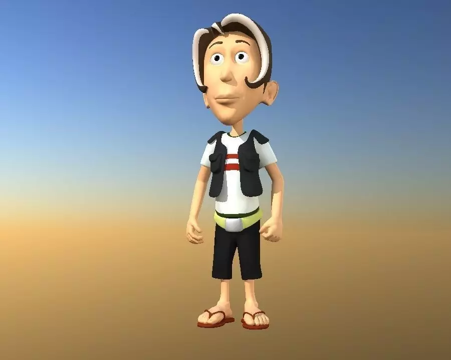 energetic boy Low-poly 3D model_0