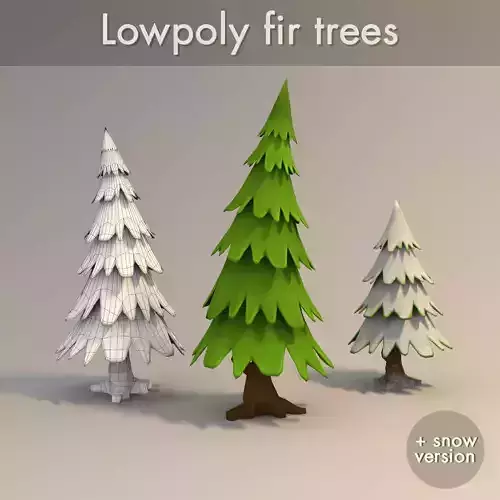 Lowpoly fir trees pack and snow version