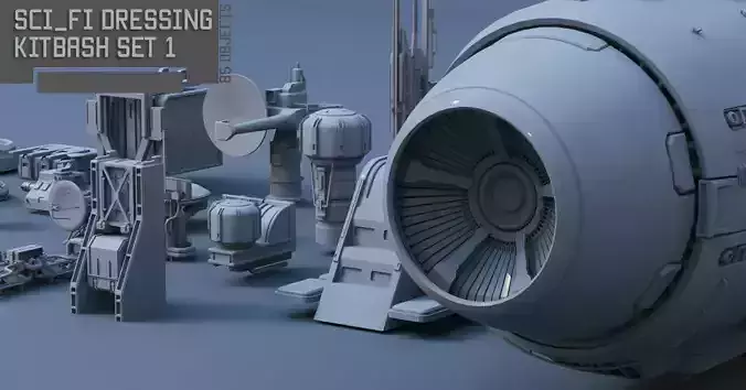 Scifi dressing kitbash set 1 3D model