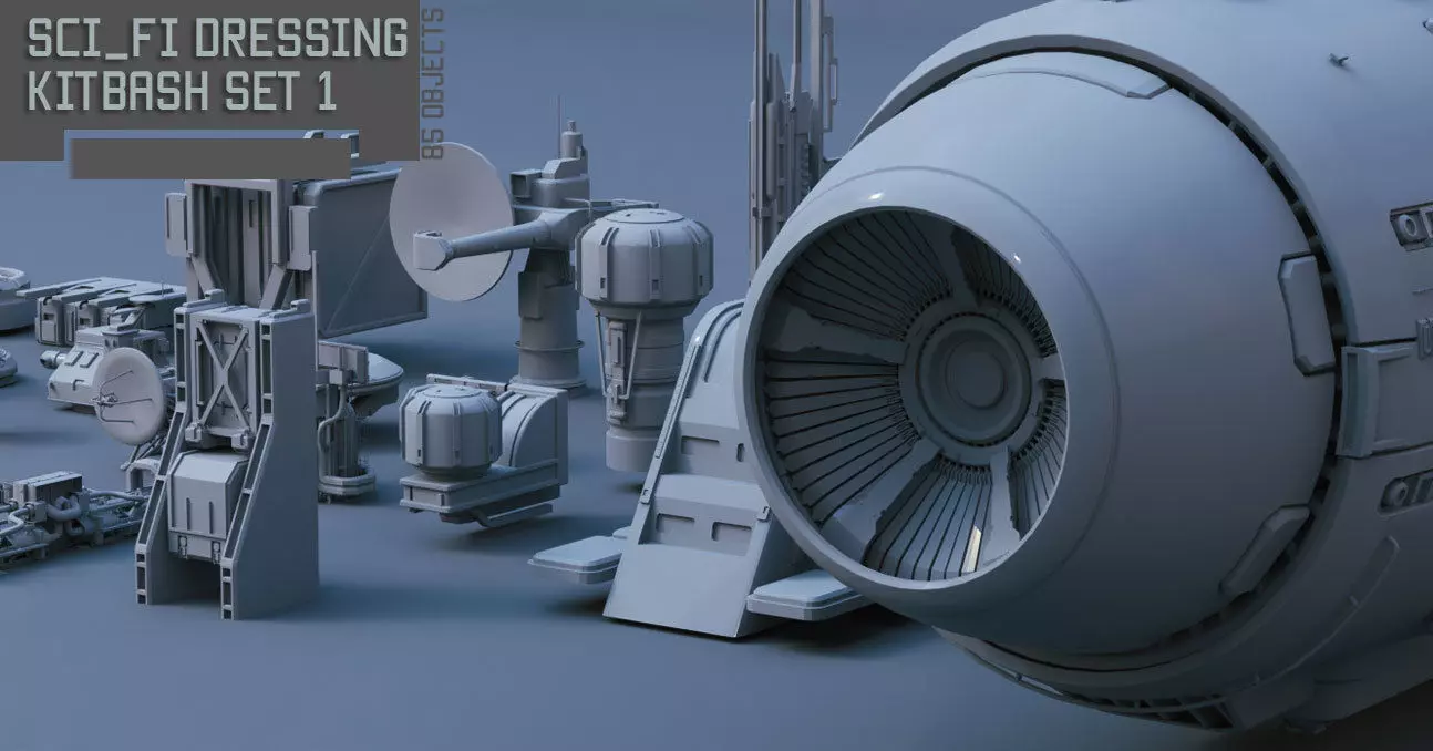 Scifi dressing kitbash set 1 3D model_0