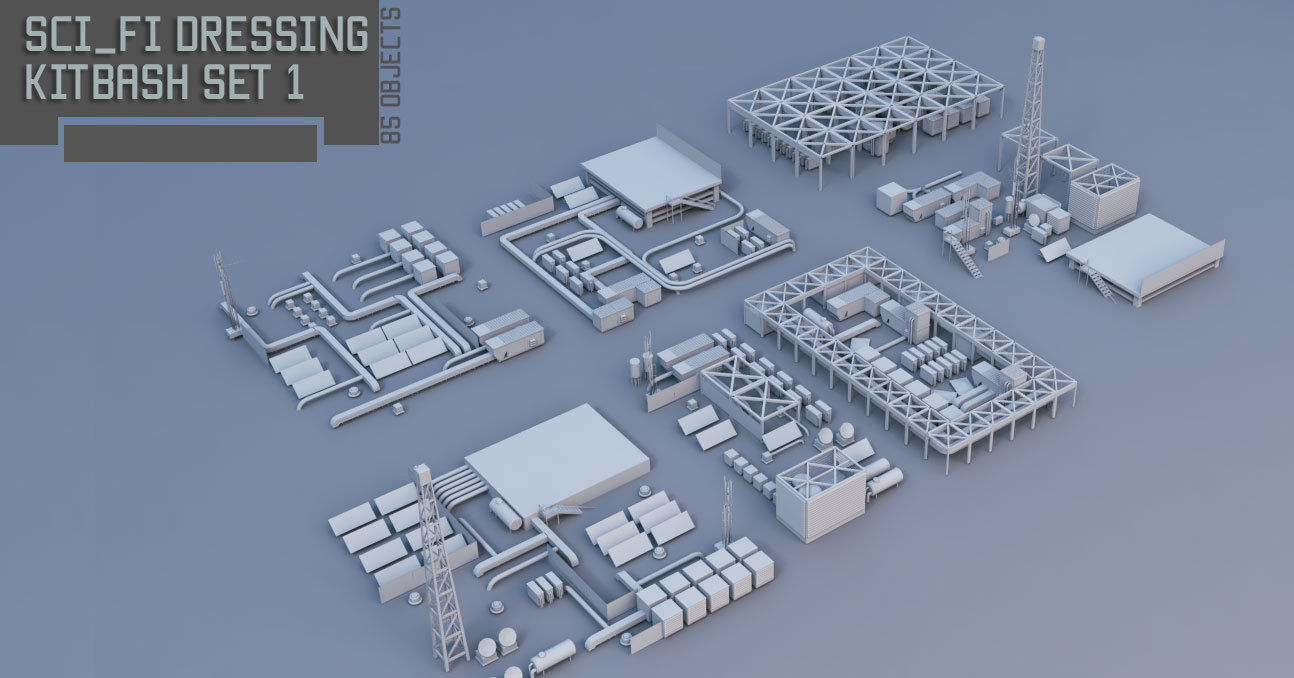 Scifi dressing kitbash set 1 3D model_5